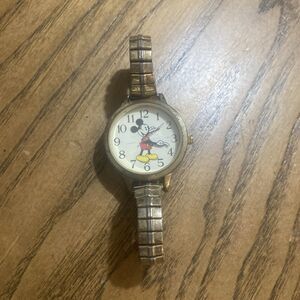 Disney Mickey Mouse Watch Accutime Watch Corp Gold And Silver Band- Read